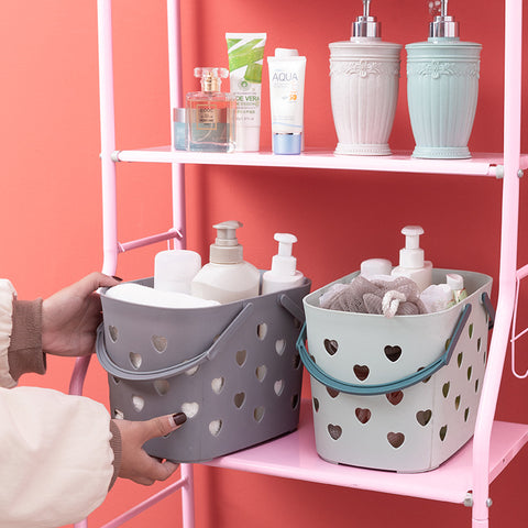 Plastic Portable Heart-Shaped Bathroom Bath Basket