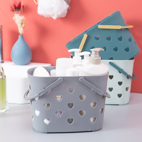 Plastic Portable Heart-Shaped Bathroom Bath Basket