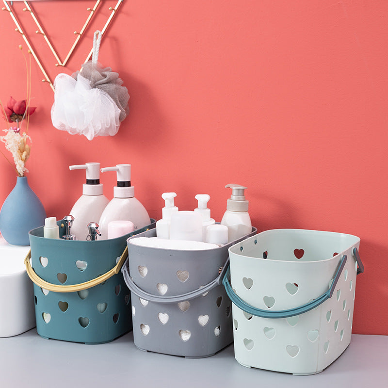 Plastic Portable Heart-Shaped Bathroom Bath Basket