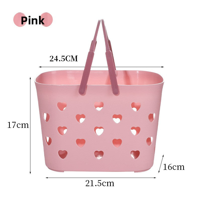 Plastic Portable Heart-Shaped Bathroom Bath Basket