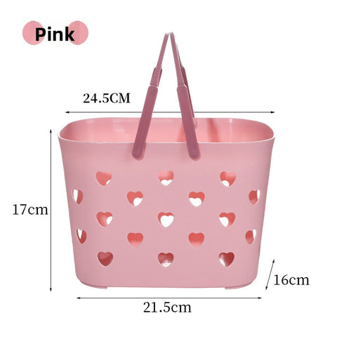 Plastic Portable Heart-Shaped Bathroom Bath Basket