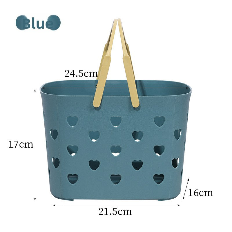 Plastic Portable Heart-Shaped Bathroom Bath Basket