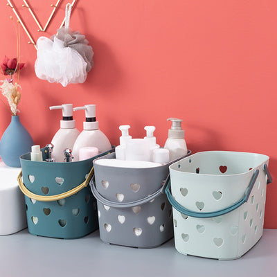 Plastic Portable Heart-Shaped Bathroom Bath Basket