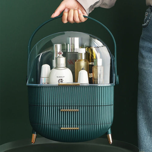 Luxury cosmetics storage box, dust-proof skincare product desktop