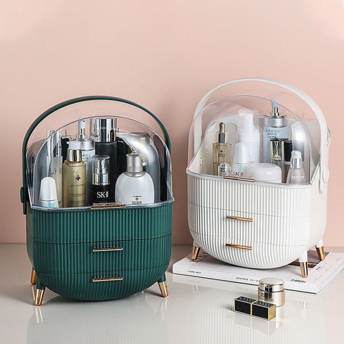 Luxury cosmetics storage box, dust-proof skincare product desktop