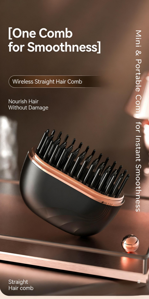 Mini Wireless Portable Hair Straightener Brush