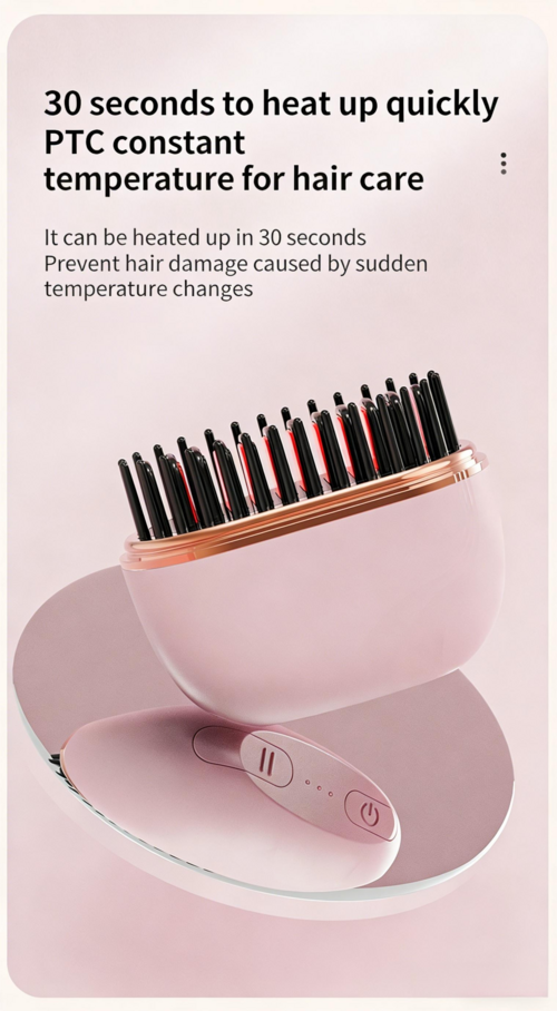 Mini Wireless Portable Hair Straightener Brush