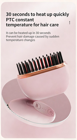 Mini Wireless Portable Hair Straightener Brush