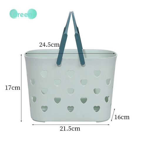Plastic Portable Heart-Shaped Bathroom Bath Basket