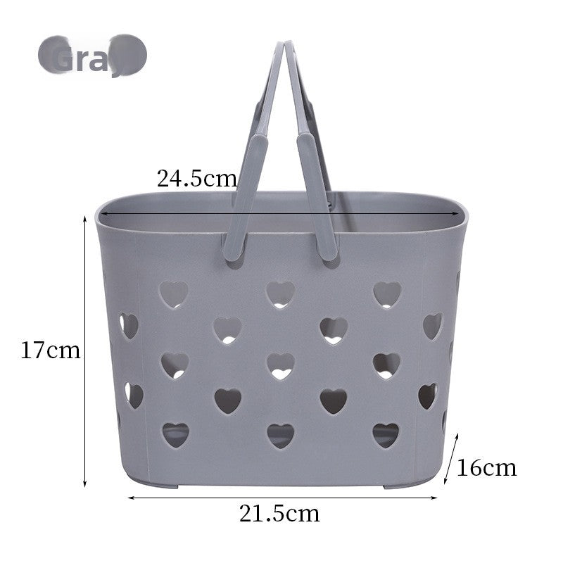 Plastic Portable Heart-Shaped Bathroom Bath Basket