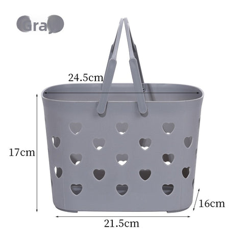 Plastic Portable Heart-Shaped Bathroom Bath Basket
